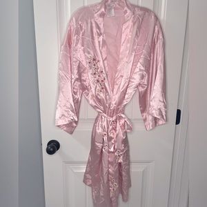 Pink satin robe